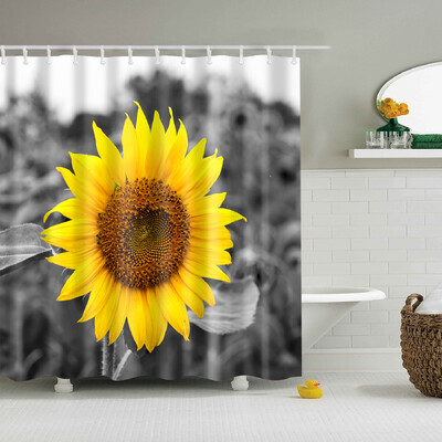 Plantă, flori, frunze, copaci, peisaj rural, baie, perdea de duș, impermeabilă, poliester, frabic, perdea de baie cu 12 cârlige