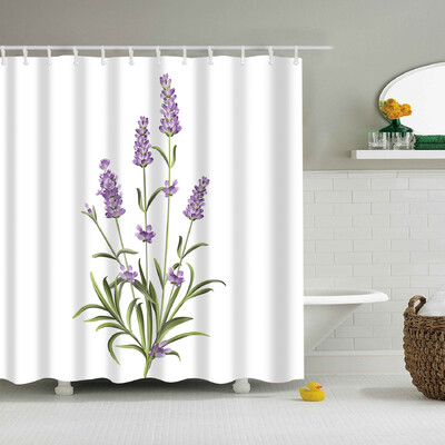 Plantă, flori, frunze, copaci, peisaj rural, baie, perdea de duș, impermeabilă, poliester, frabic, perdea de baie cu 12 cârlige