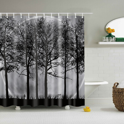 Plantă, flori, frunze, copaci, peisaj rural, baie, perdea de duș, impermeabilă, poliester, frabic, perdea de baie cu 12 cârlige