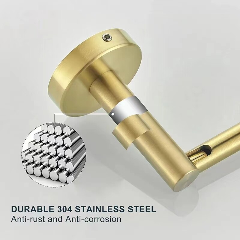 Suport pentru hârtie igienică din oțel inoxidabil Suport pentru rola de hârtie igienică montat pe perete Umeraș auriu pentru șervețele de baie Articole de uz casnic