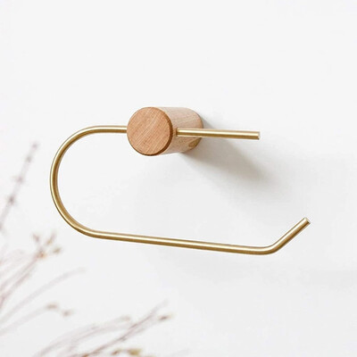 Puidust tualettpaberihoidik ilma puurita Köögis hoidmine Messingist käterätikuivatid Vannitoatarvikud Isekleepuv seinale kinnitatav salvrätikuriiul