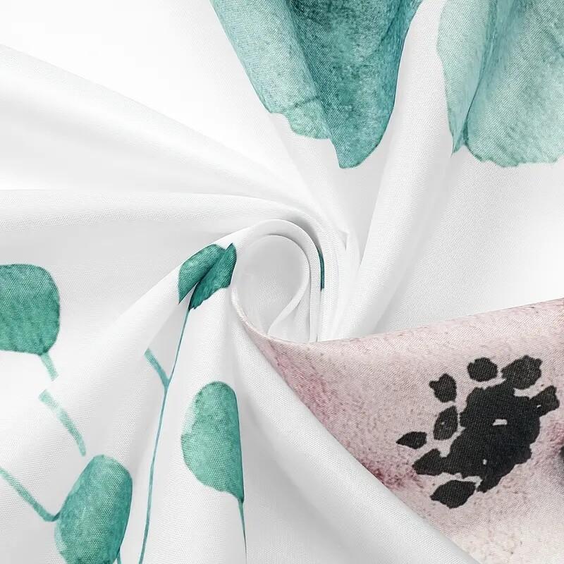 Set modern de perdele de duș cu flori în acuarelă, cu cârlige - design minimalist și impermeabil pentru baie