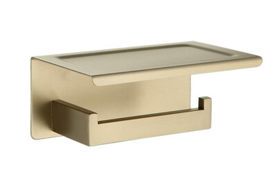 Suport pentru hârtie igienică, montat pe perete din oțel inoxidabil, negru periat auriu, baie, hârtie neagră, tijă de șervețel, formă pătrată SM666