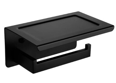 Suport pentru hârtie igienică, montat pe perete din oțel inoxidabil, negru periat auriu, baie, hârtie neagră, tijă de șervețel, formă pătrată SM666