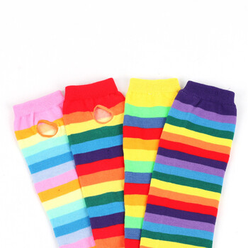 Rainbow μακρυμάνικο Γυναικείο Winter Warmers Knit Cuffs Γάντια Πολύχρωμα ριγέ μανίκια Holiday Party Cover μπράτσο Cosplay Gloves