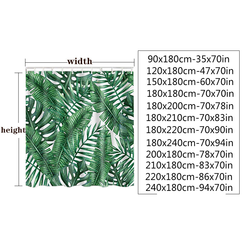 Perdele de duș cu peisaj natural de pădure Perdele de baie cu imprimare 3d Țesătură lavabilă din poliester cu cârlige Ecran decorativ pentru casă