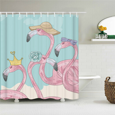 Flamingo dušikardinad roheliste lehtedega vannituba veekindel polüesterkangast trükkimine dušikardina kaunistus vanniekraan