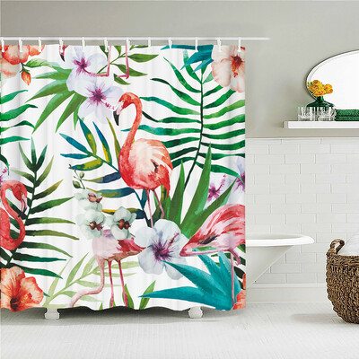 Flamingo dušikardinad roheliste lehtedega vannituba veekindel polüesterkangast trükkimine dušikardina kaunistus vanniekraan