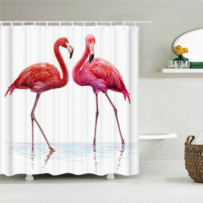 Flamingo dušikardinad roheliste lehtedega vannituba veekindel polüesterkangast trükkimine dušikardina kaunistus vanniekraan