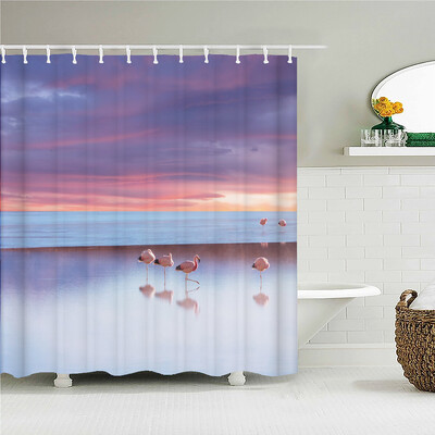 Flamingo dušikardinad roheliste lehtedega vannituba veekindel polüesterkangast trükkimine dušikardina kaunistus vanniekraan