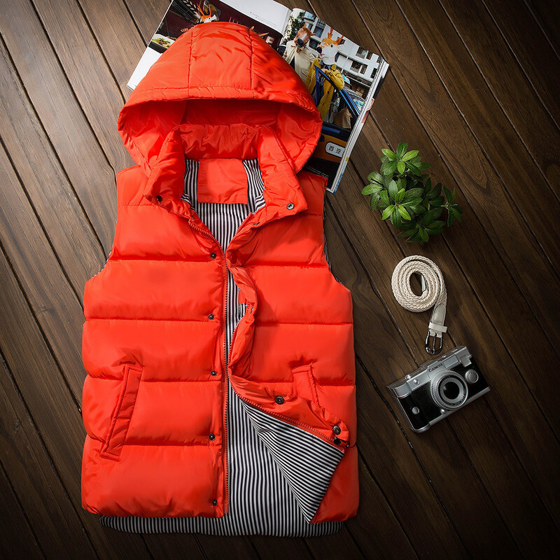 Novi jesenski i zimski muški i ženski pamučni prsluk s kapuljačom Prsluk za par Proljetni i jesenski prsluk s kapuljačom