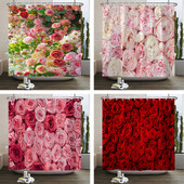 ruralitate flori proaspete perdele de duș de perete perdea de duș de baie perdea de baie din material 3D cu cârlige ecran de baie impermeabil