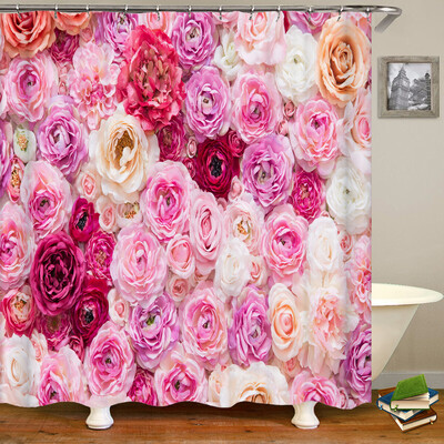 ruralitate flori proaspete perdele de duș de perete perdea de duș de baie perdea de baie din material 3D cu cârlige ecran de baie impermeabil