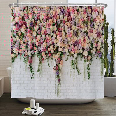 ruralitate flori proaspete perdele de duș de perete perdea de duș de baie perdea de baie din material 3D cu cârlige ecran de baie impermeabil