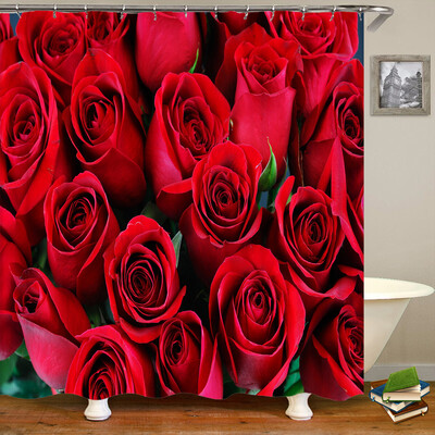 ruralitate flori proaspete perdele de duș de perete perdea de duș de baie perdea de baie din material 3D cu cârlige ecran de baie impermeabil