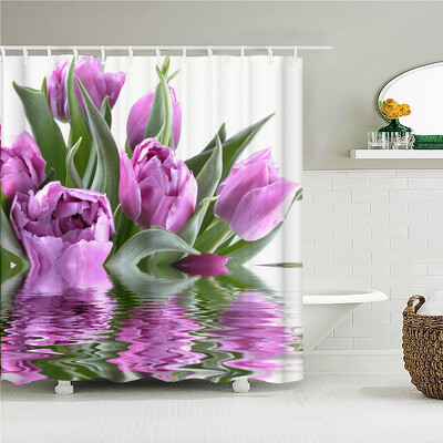 ruralitate flori proaspete perdele de duș de perete perdea de duș de baie perdea de baie din material 3D cu cârlige ecran de baie impermeabil