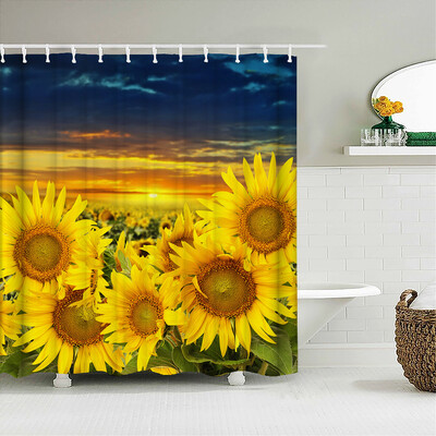 ruralitate flori proaspete perdele de duș de perete perdea de duș de baie perdea de baie din material 3D cu cârlige ecran de baie impermeabil