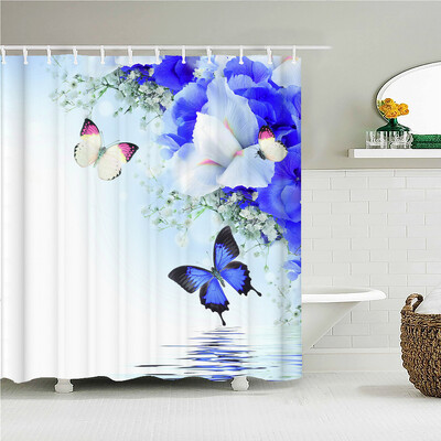 ruralitate flori proaspete perdele de duș de perete perdea de duș de baie perdea de baie din material 3D cu cârlige ecran de baie impermeabil