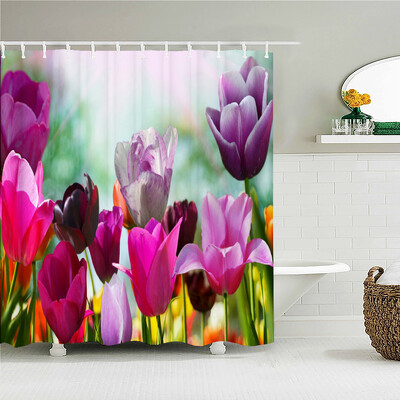 ruralitate flori proaspete perdele de duș de perete perdea de duș de baie perdea de baie din material 3D cu cârlige ecran de baie impermeabil