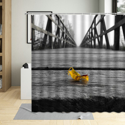 Europos miesto gatvės stiliaus juoda balta gatvės vaizdas dušo užuolaidos vintažinio pastato dekoro ekranai vonios kambario užuolaidos su kabliukais