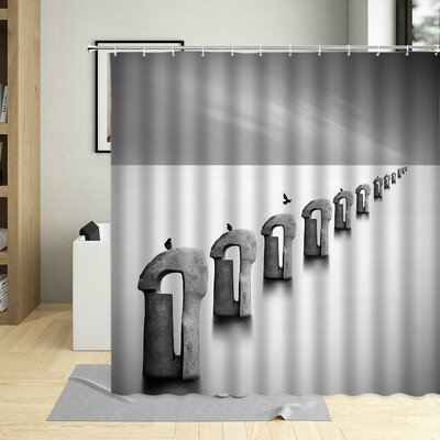 Europos miesto gatvės stiliaus juoda balta gatvės vaizdas dušo užuolaidos vintažinio pastato dekoro ekranai vonios kambario užuolaidos su kabliukais