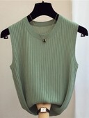 zjais Vasaros pavasario viršutiniai marškinėliai Moteriški megzti marškinėliai be rankovių Moteriški Elastingi Liekni laisvalaikio liemenės Apkarpyti viršutiniai marškinėliai Camis megztiniai marškinėliai