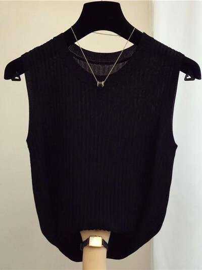 zjais Vasaros pavasario viršutiniai marškinėliai Moteriški megzti marškinėliai be rankovių Moteriški Elastingi Liekni laisvalaikio liemenės Apkarpyti viršutiniai marškinėliai Camis megztiniai marškinėliai