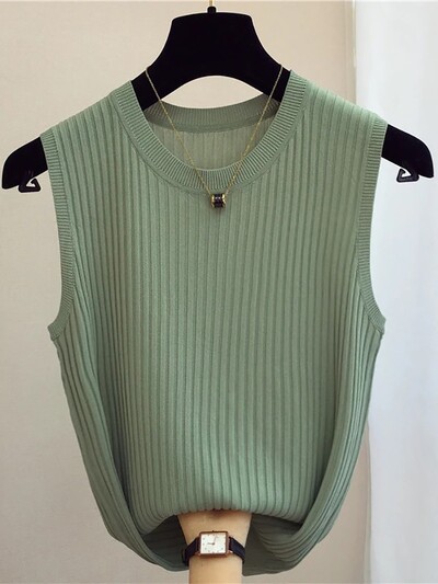 zjais Vasaros pavasario viršutiniai marškinėliai Moteriški megzti marškinėliai be rankovių Moteriški Elastingi Liekni laisvalaikio liemenės Apkarpyti viršutiniai marškinėliai Camis megztiniai marškinėliai