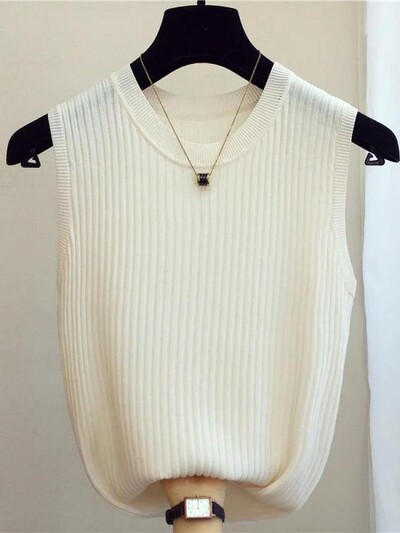 zjais Vasaros pavasario viršutiniai marškinėliai Moteriški megzti marškinėliai be rankovių Moteriški Elastingi Liekni laisvalaikio liemenės Apkarpyti viršutiniai marškinėliai Camis megztiniai marškinėliai