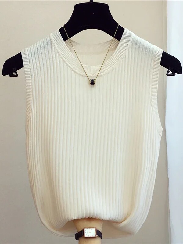 zjais Vasaros pavasario viršutiniai marškinėliai Moteriški megzti marškinėliai be rankovių Moteriški Elastingi Liekni laisvalaikio liemenės Apkarpyti viršutiniai marškinėliai Camis megztiniai marškinėliai