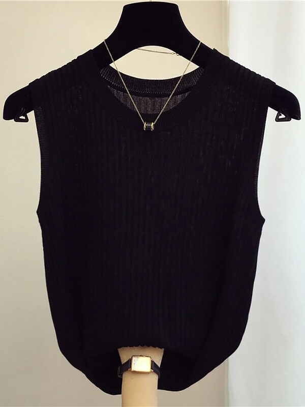 zjais Vasaros pavasario viršutiniai marškinėliai Moteriški megzti marškinėliai be rankovių Moteriški Elastingi Liekni laisvalaikio liemenės Apkarpyti viršutiniai marškinėliai Camis megztiniai marškinėliai