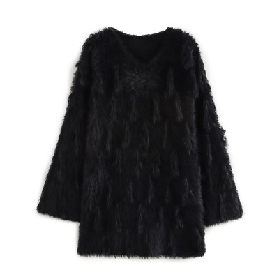 Novi ženski modni europski i američki stil, pleteni pulover s dugim rukavima i V-izrezom