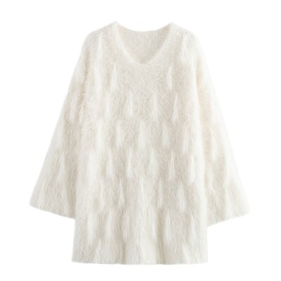 Novi ženski modni europski i američki stil, pleteni pulover s dugim rukavima i V-izrezom