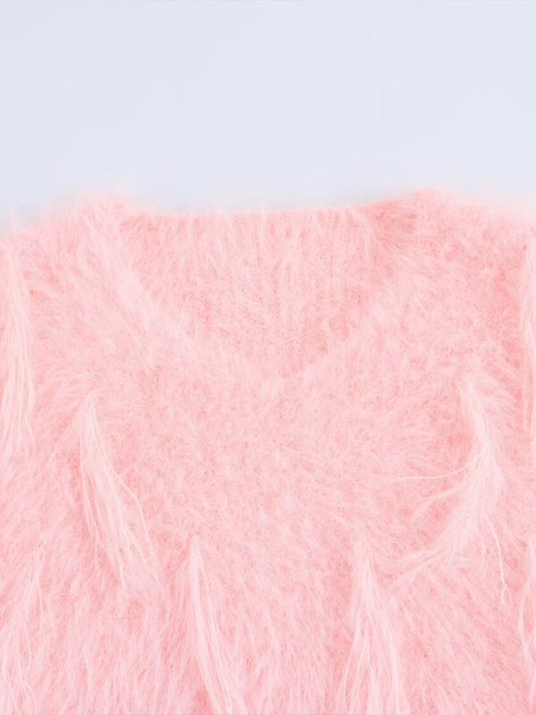 Novi ženski modni europski i američki stil, pleteni pulover s dugim rukavima i V-izrezom