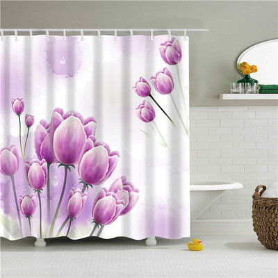Perdele de duș cu flori frumoase de păpădie pentru baie, țesătură, poliester, impermeabilă, pentru baie, Cortina Ducha, cu cârlige