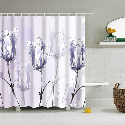 Perdele de duș cu flori frumoase de păpădie pentru baie, țesătură, poliester, impermeabilă, pentru baie, Cortina Ducha, cu cârlige