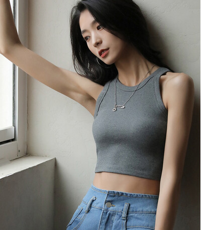 DOIAESKV Basic solidūs marškinėliai, moteriški ploni apynasriniai kakleliai, atlenkti pečius, marškinėliai, marškinėliai, vasariniai, moteriški, marškinėliai be rankovių „dropshipping“