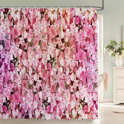 Perdele de duș cu model de flori de fluturi Perdele de baie Perdele de baie din poliester impermeabil cu 12 cârlige Perdeau de duș