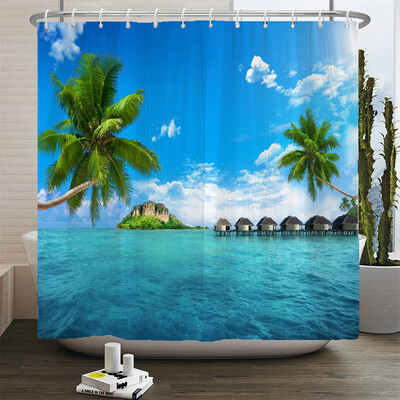 Lumina soarelui Peisaj oceanic Perdele de duș Decorare țesătură impermeabilă Apus de soare Amurg Mare Delfin Cowboy Perdele de baie Ecran de baie