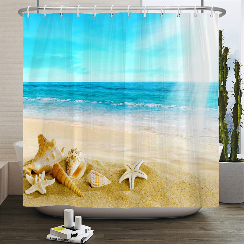 Lumina soarelui Peisaj oceanic Perdele de duș Decorare țesătură impermeabilă Apus de soare Amurg Mare Delfin Cowboy Perdele de baie Ecran de baie