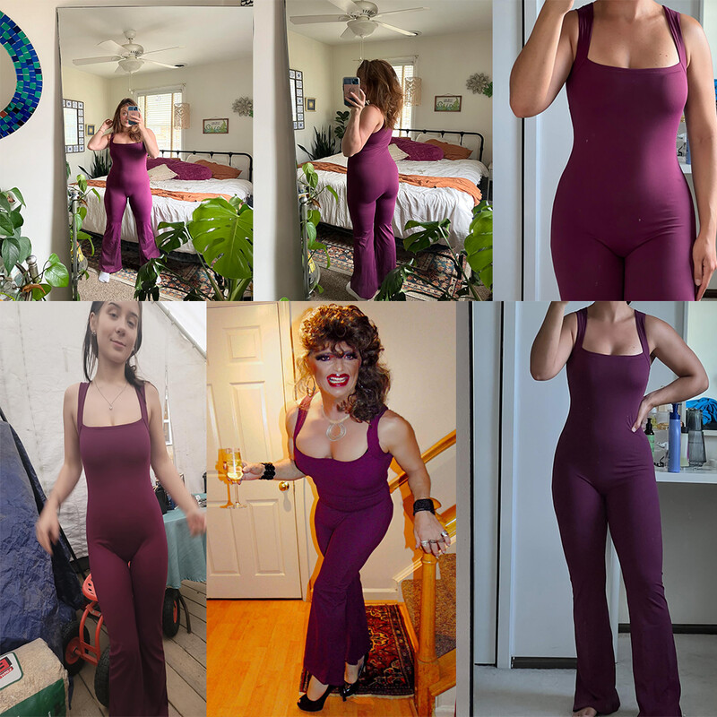 Body fără mâneci pentru femei Pantaloni evazați cu gât pătrat Sezoane pline Combi de fitness ocazional Pantaloni evazați fără mâneci Salopete pentru femei