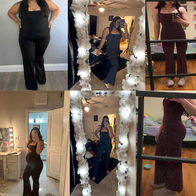 Body fără mâneci pentru femei Pantaloni evazați cu gât pătrat Sezoane pline Combi de fitness ocazional Pantaloni evazați fără mâneci Salopete pentru femei