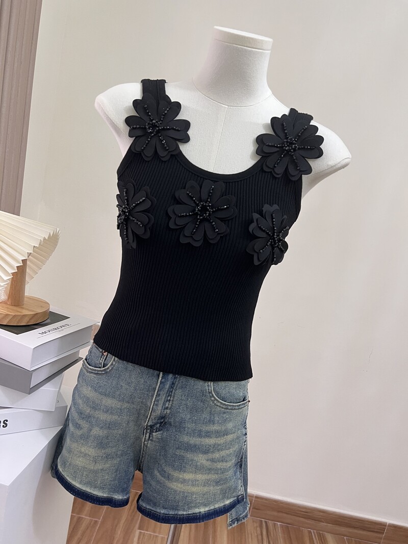 Tridimensional Flower Sexy Femei Camisole Summer Slimming Design Tank Top fără mâneci