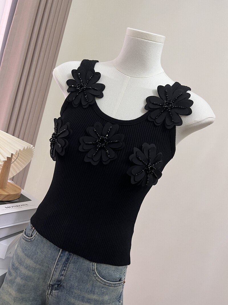 Tridimensional Flower Sexy Femei Camisole Summer Slimming Design Tank Top fără mâneci