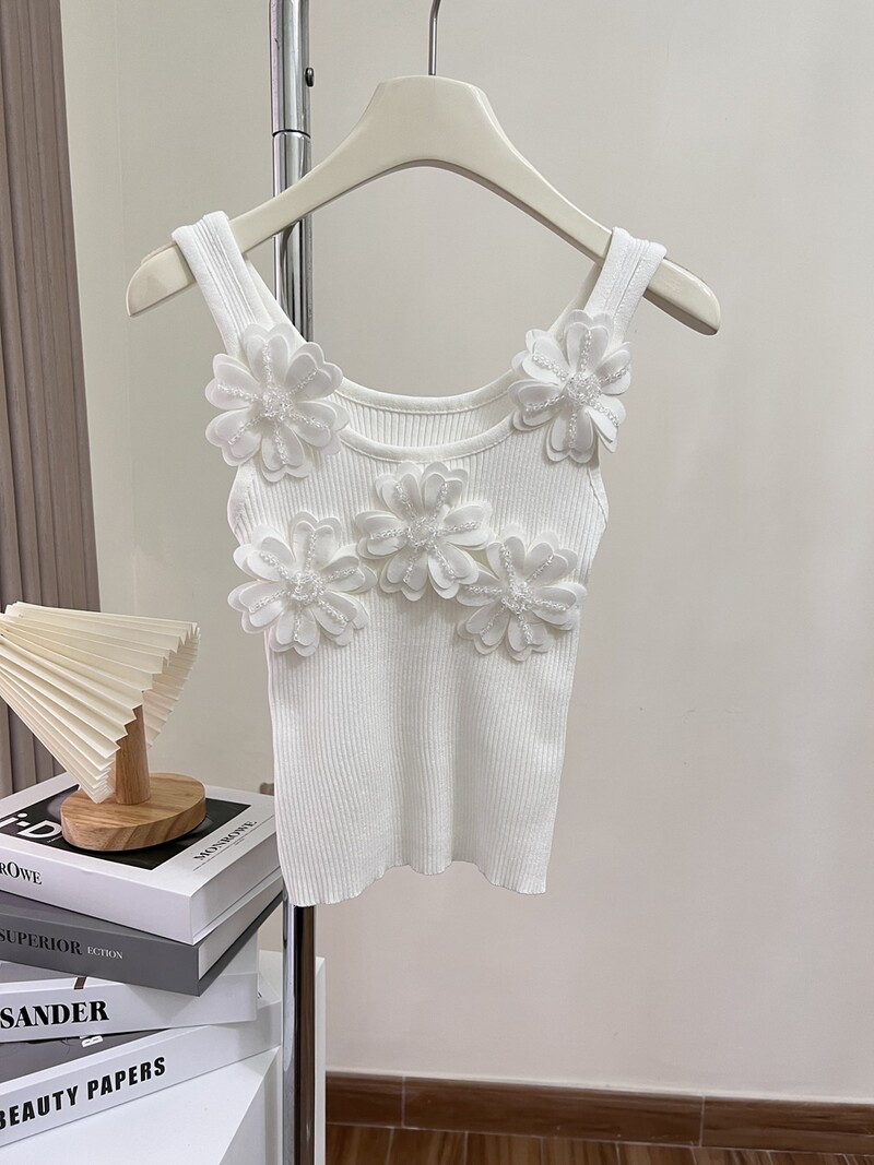 Tridimensional Flower Sexy Femei Camisole Summer Slimming Design Tank Top fără mâneci