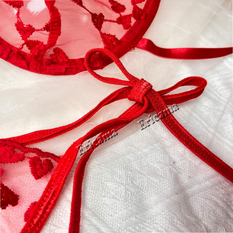 Seturi de sutien sexy pentru femei cu bretele Lenjerie din dantelă Broderie în formă de inimă Lenjerie de corp fără sudură din zână Set exotic transparent Set de sutien de slip