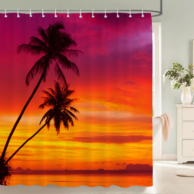 Imprimare 3d Vedere la mare Plajă Shell Sea Surf Perdele de duș Perdele de baie Pânză din poliester impermeabilă cu cârlig Decor pentru baie