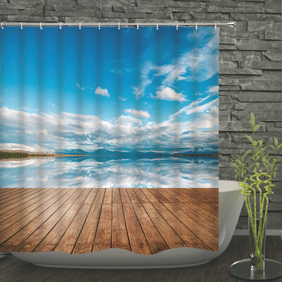 Imprimare 3d Vedere la mare Plajă Shell Sea Surf Perdele de duș Perdele de baie Pânză din poliester impermeabilă cu cârlig Decor pentru baie