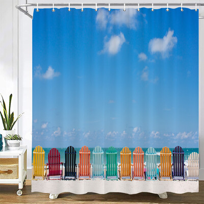 Imprimare 3d Vedere la mare Plajă Shell Sea Surf Perdele de duș Perdele de baie Pânză din poliester impermeabilă cu cârlig Decor pentru baie