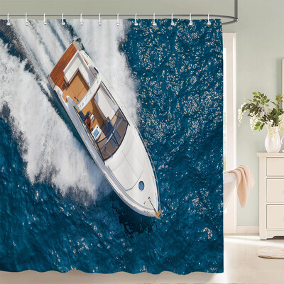 Imprimare 3d Vedere la mare Plajă Shell Sea Surf Perdele de duș Perdele de baie Pânză din poliester impermeabilă cu cârlig Decor pentru baie